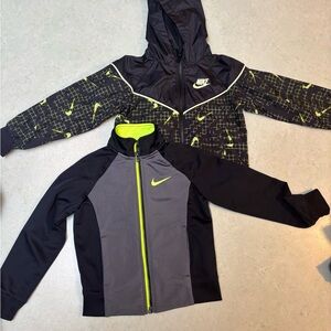 Nike Black and Gray Jackets with Neon Green Highlights